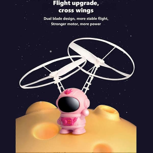 [RM]UFO Spaceman Geststyrd Flygande Robot Astronaut Rymdfarkost Helikopter Fjärrstyrd Flygplan Led Barnleksak Pink