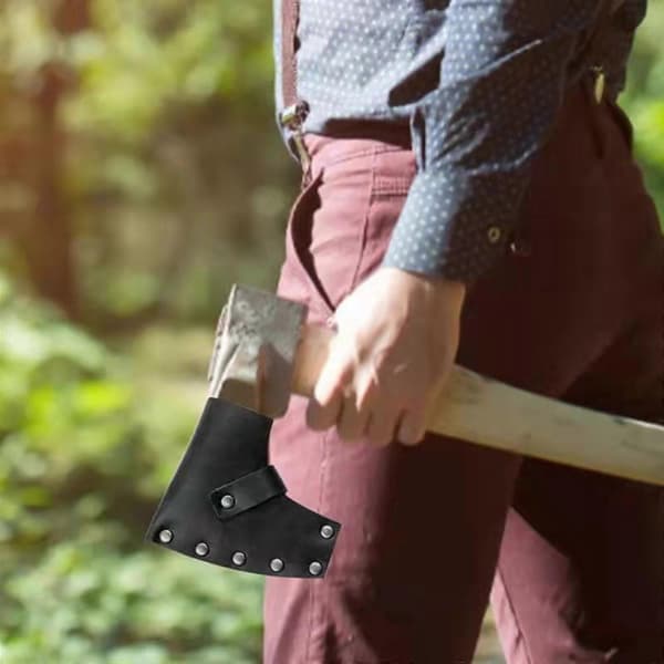 Leather Axe Sheath, Axe Head Cover, Durable Axe Head Protector for Lumberjack Camping Accessories Brown