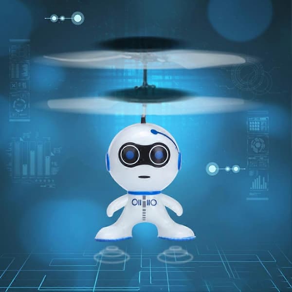 [RM]Intelligent håndfølende robot elektronisk flyfjæring med lys barn leker hvit