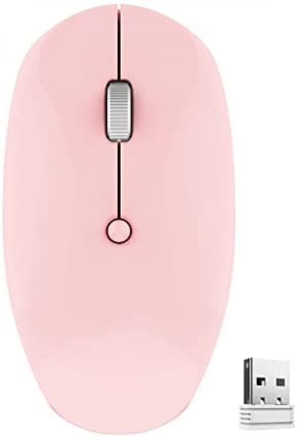 [RM]Wireless Gaming Mouse, Rechargeable, 2.4G Silent Mouse with USB Receiver - Portable Computer Mouse for PC, Tablet, Laptop - Pink