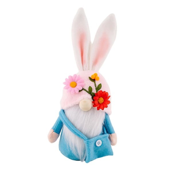 Kanindocka Påskprydnad Dockor Flerfärgad Hemdekoration Festivaltillbehör Tomtar Leksak Blomsterhatt Kanin Blue