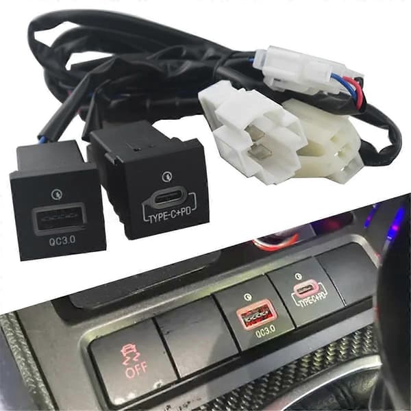 Bil USB-lader PD Hurtiglading QC3.0 Telefonladeadapter Uttaksknapp for Golf 6 MK6 5 2006 - 2