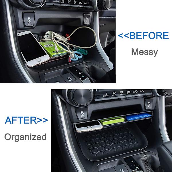 Mittkonsol Organizer Kompatibel Med Toyota Rav4 2021 2020 2019, ABS Material Insats Fack Växelspak Sekundär Förvaringslåda - Uppgraderad Design