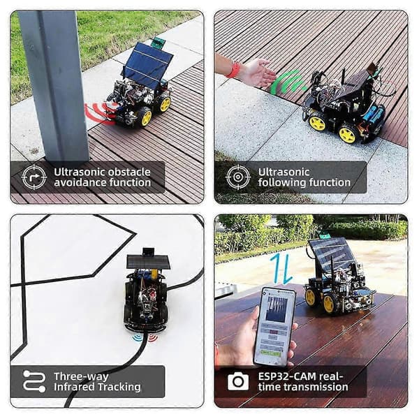 Programmerbart Robotbil-sæt til professionel ESP32 Cam Solar Tracking og Opladningssæt DIY Elektronikprojekt