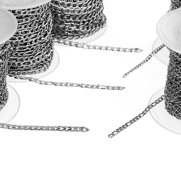 Silverfärgad curb-kedja i rostfritt stål för smyckestillverkning 4mm