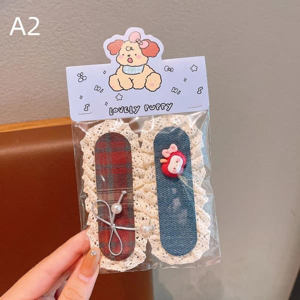 2 pcs children's lace broken hair bangs sticker cute little flora A2
