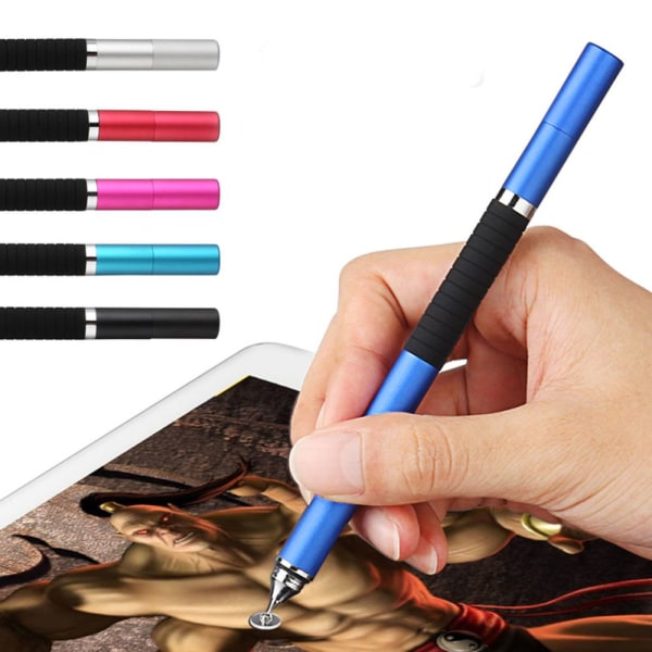 2-i-1 Kapacitiv Pekskärm Kulspetspenna Stylus För Iphone Samsung Silver