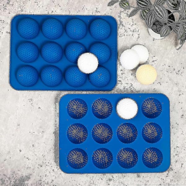 Golfbold chokoladeform silikone - kagepopforme med 12 huller zx [MI]