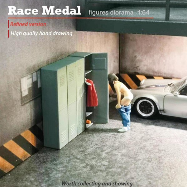 Mini 1:64 Resin Målade Scenariogubbar Diorama Garage Skåp Miniatyr