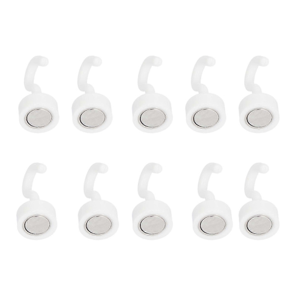 [RM]10pcs Magnetic Hooks, White Heavy Duty ABS Compact Hook Set for Refrigerator, Microwave, 5kg