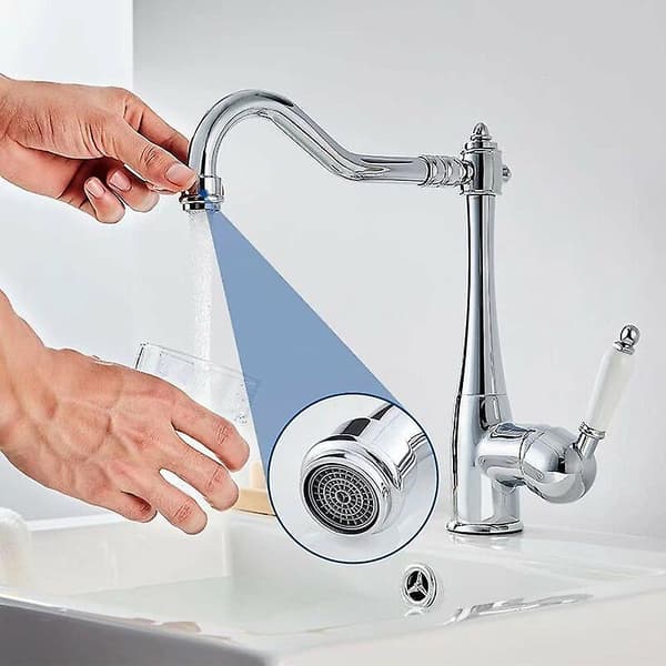 Elegant köksblandare med hög pip, 360° rotation, retro kromad mässing