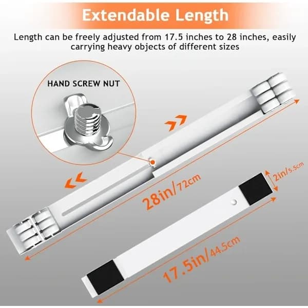 Washing Machine Mover, Adjustable Furniture Wheels, Portable Roller Base for Washing Machine, Dryer, Refrigerator - White