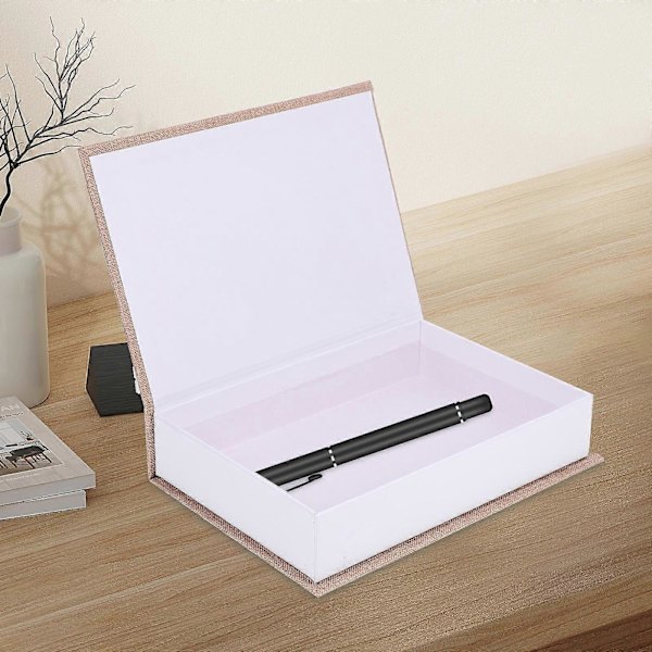 [RM]Faux Book Box Decorative Book Boxes Linen Material Storage Solutions Beige Decoration 3pcs