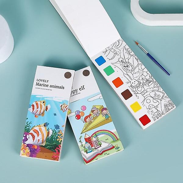 20 sidor av barn pedagogisk akvarell doodle målarbok kommer med akvarellfärger