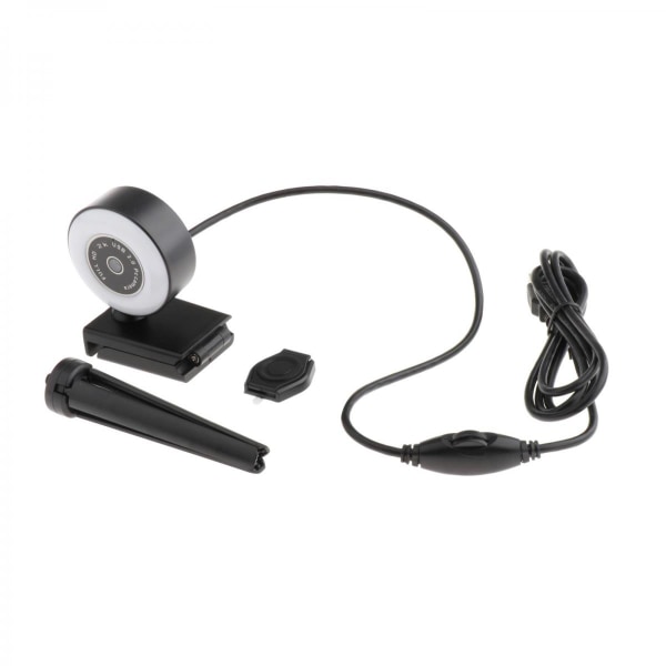 HD USB Webbkamera Videoinspelning För PC Streaming Med 2K Mikrofon Ringljus