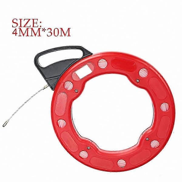 4 mm glasfiber træktråd, 30M kabeltrækker til rør og kanaler Red