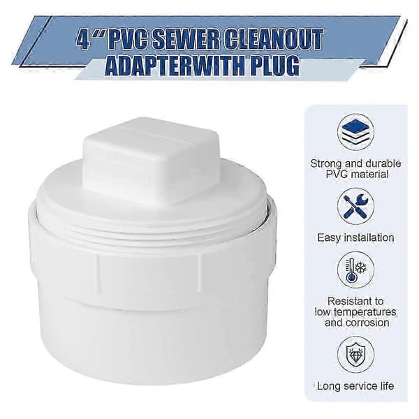 4\" PVC avloppsrensningsadapter med lock, DWV spolsystem för utomhus, trädgård, husbil - Förbättrad dräneringsrörkoppling
