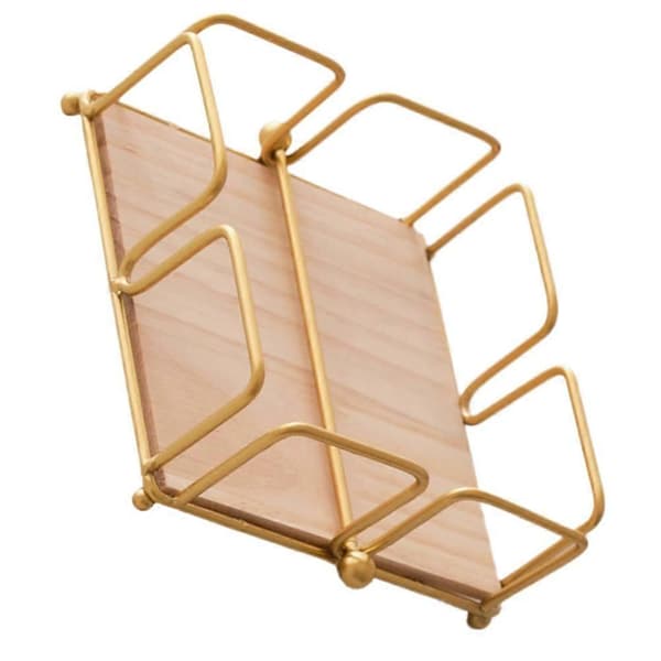 Moderne serviettbeholder med trebunn, elegant design for spisebord, solid og dekorativ holder Gold