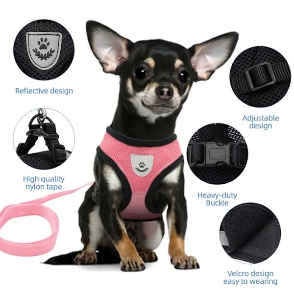 Kattsele väst Walking lead koppel för hundvalpar red XL(6-7.5 kg)