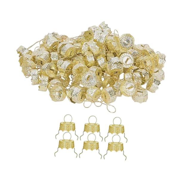 50x Julgransprydnad Toppar Hattar Jul Ersättning Prydnad Hängare Hattar Silver Yellow