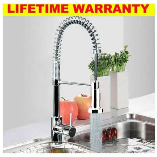 [RM] Brushed Nickel Kitchen Faucet with Pull-Out Spray, Single Lever Sink, Pull-Down Spring Kitchen Faucet