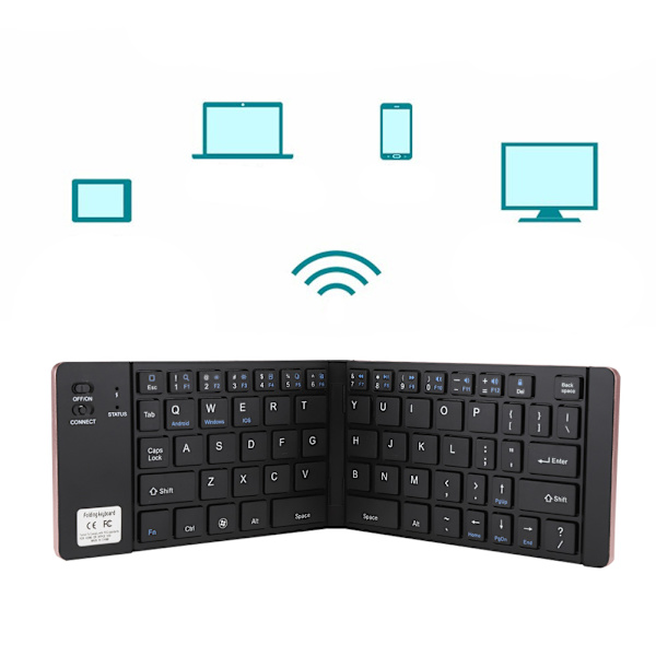 [RM] Foldable Mini Portable Wireless Bluetooth Keyboard Universal For Phone Tablet PC (Rose Gold)