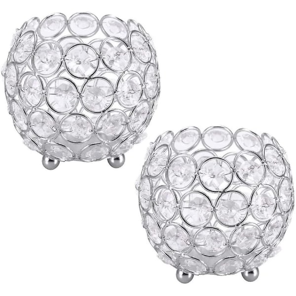 Kristall Tealight Ljushållare Bröllopsdekor Bordsdekorationer, 2 st