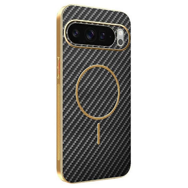 Kompatibelt deksel for Google Pixel 10 Pro med karbonfibertekstur og elektroplettert TPU-bakside Black