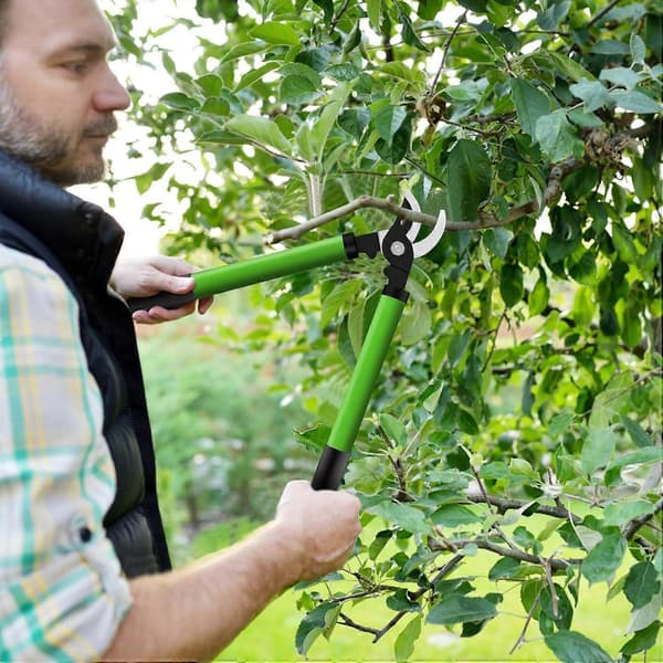 Ohileikkaavat oksasakset, oksasakset terästerällä, vaivattomat puutarhasakset puunleikkuri pituus 36cm vihreä ja musta