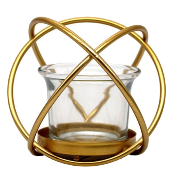 Geometriska Ljusstakar i Nordisk Stil med Guldglas Kopp