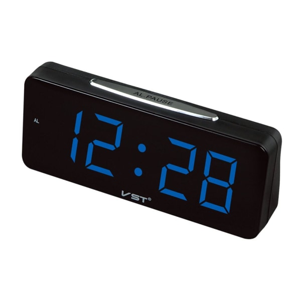 Stor LED-display elektronisk skrivbords digital väckarklocka EU-kontakt blå
