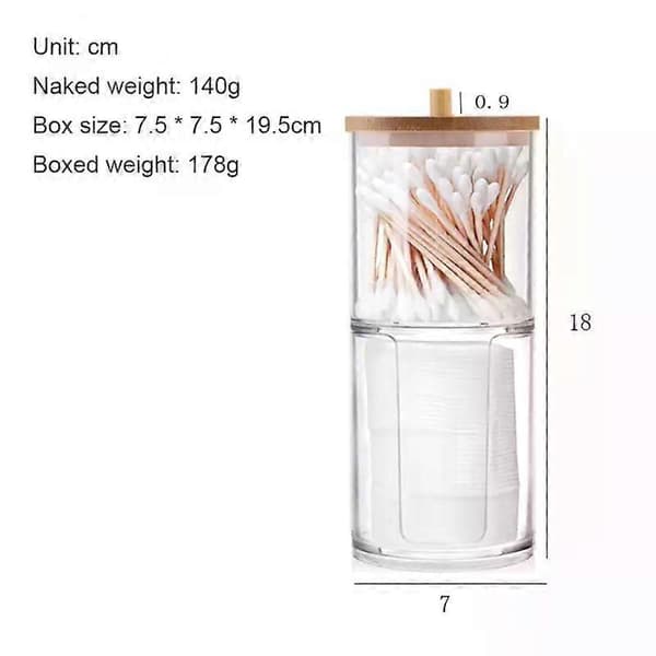 Acrylic Storage Box Bathroom Jar Makeup Organizer Cotton Pad Holder Cotton Swab Box Qtip Holder Dispenser with Bamboo Lid Style E