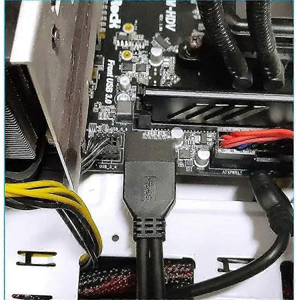 90 graders OP/NED vinkel USB 3.0 19/20-ben til dobbelt USB-A hunport adapterkabel bundkort intern B As Shown