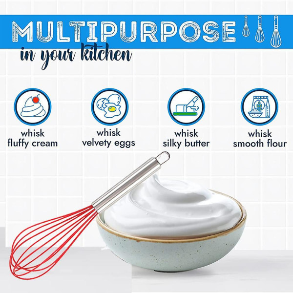 8 tums och 10 tums silikonvispsats om 4, visp ballong äggsås visp för nonstick kokkärl style 1