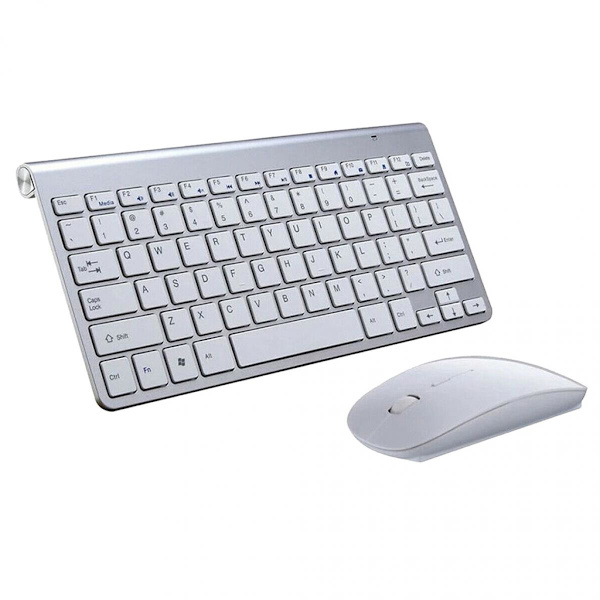 Mini Trådlöst Tangentbord Mus Set Vattentätt 2.4G För Laptop Mac PC Silver