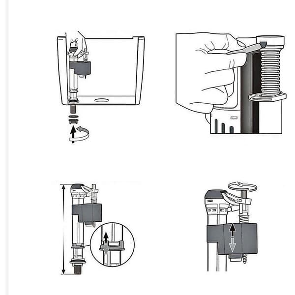Horizontal float valve, reversible float valve for toilet supply, toilet flush valves with push-button fill valve (G1/2)