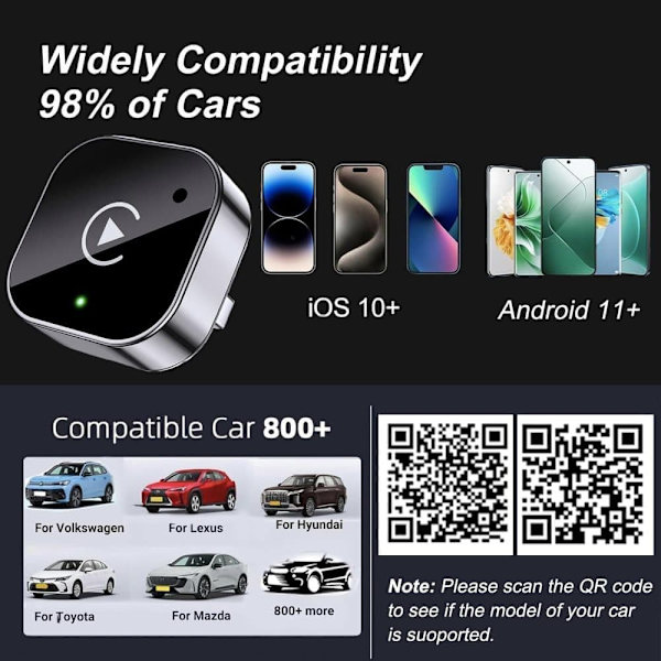 [RM]Wireless CarPlay Adapter, for CarPlay and Android Auto, Plug-and-play with extremely low latency