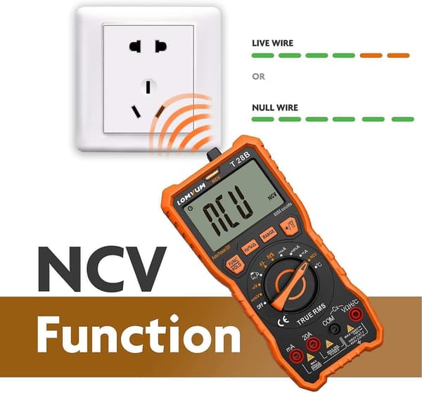 Digital multimeter, TRMS 6000 counts automatisk mätområdesinställning voltmeter; Testare för mätning av spänning, ström, resistans, kontinuitet, frekvens