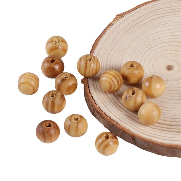 50 stycken naturlig rund trä distanspärla gör det själv smycken brun 10 mm