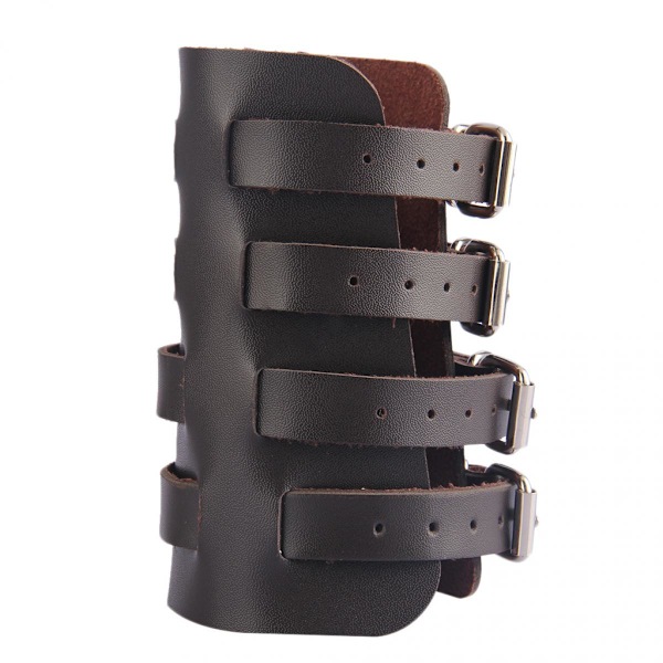 Medeltida Bracer Gauntlets Punk Läder Cuff Bred Armor Cuff Brun