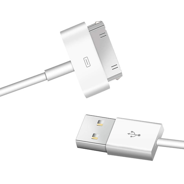 2X Ladekabel for eldre iPhones og iPads 30-pins USB-kabel White white