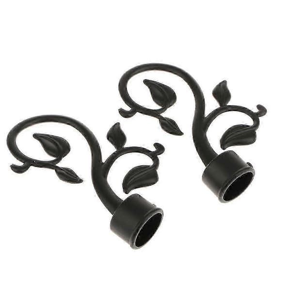 3x2 stk. Gardinstangsendestykker Gardinstangshoved til Dia. 28mm Stang Blad#Sort