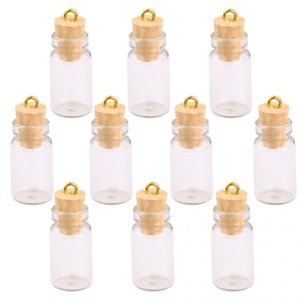 10st Miniflaskor Berlocker Glas Tom Klar Färg Pendant Önskeflaskor