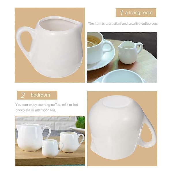 Small Sauce Jugs 6 Pcs White Ceramic Sauce Containers for General Users Simple Style White White 7.50X6.00X5.00CM
