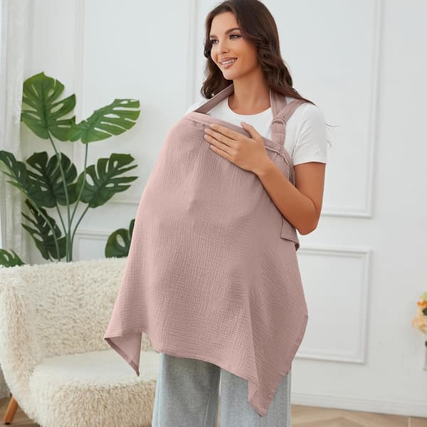 Amningsskydd i muslin för amning, andningsbart amningsskydd i 100 % bomull med styv båge för mammas amningsförkläde (ljusrosa)