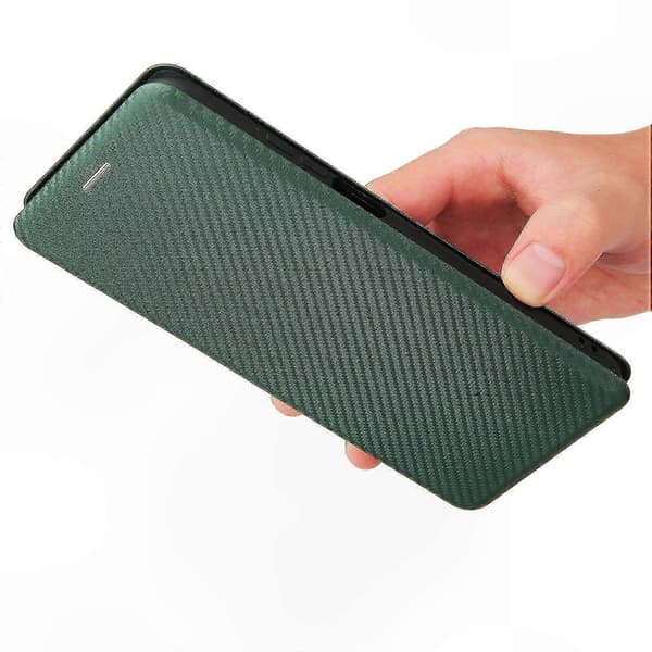 Vandret flip-etui med kulfibertekstur og kortplads til X10, TPU + PC + PU-lædermateriale Green
