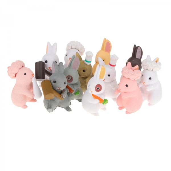 12st miniatyr kanin figurer mini miniatyr djur figurer påsk dekor prydnader presenter
