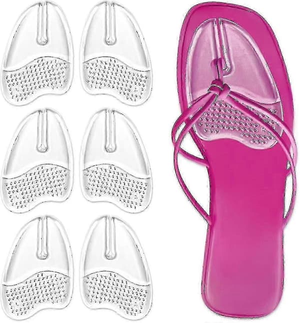 3 par gel-metatarsaldynor för flip-flops, stringtrosandaler Transparent