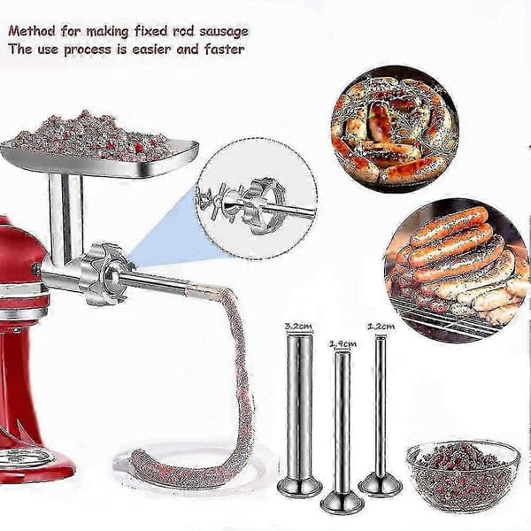 Kødhakker til Kitchenaid Standmixer, kødhakker tilbehør inkluderer pølsehorn