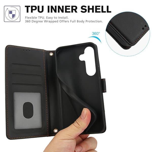Wallet Case for Samsung Galaxy S26 Plus Artificial Leather Stand - Black